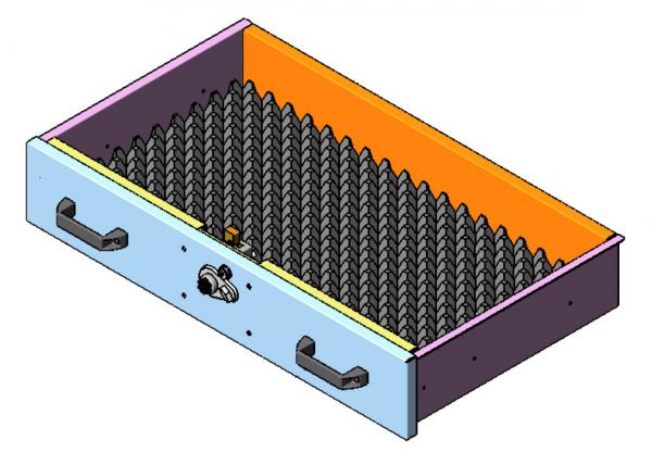 Upper gun drawer extended on its slides, rubber-lined base with two grab handles and a lock