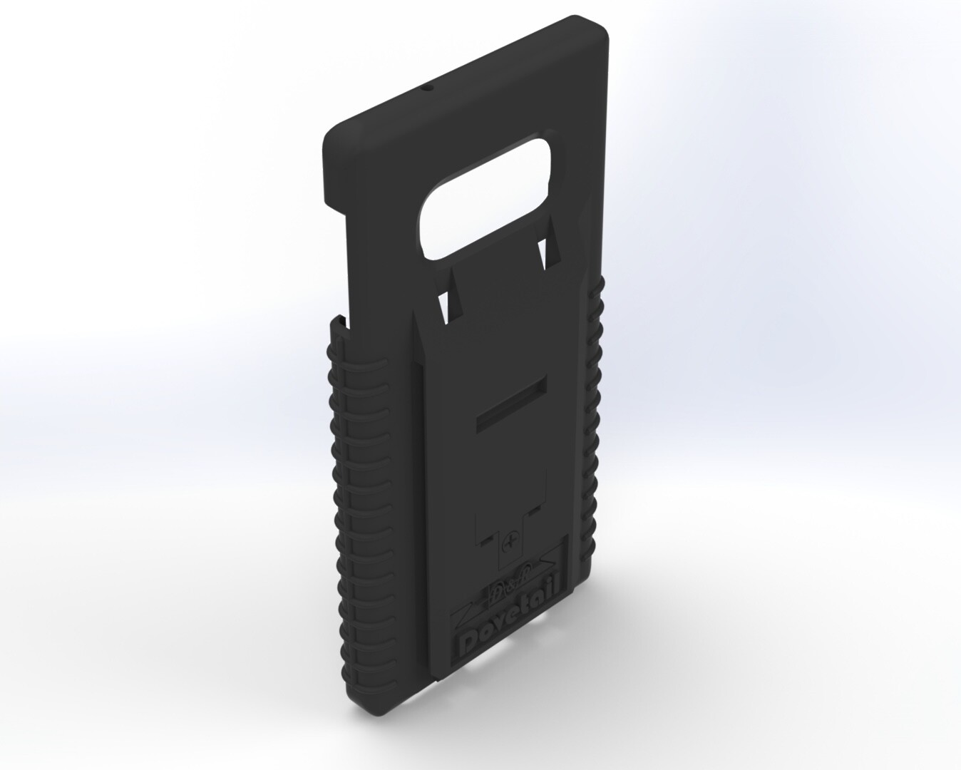 Empty S10e case seen from the rear at an angle, ribbed side grips and open camera cutout