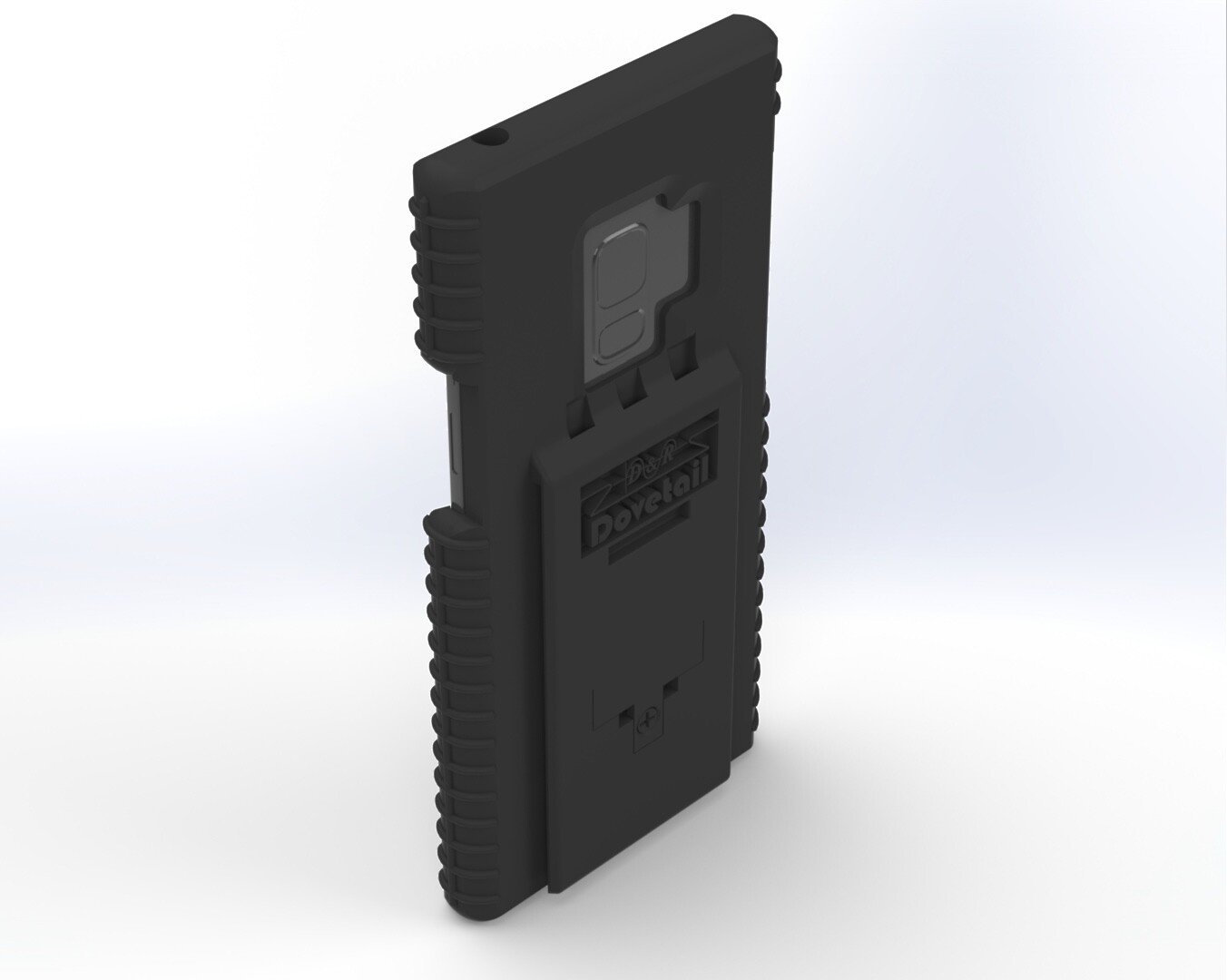 Galaxy S9 fitted in the case, camera module visible through the rear cutout at a three-quarter angle