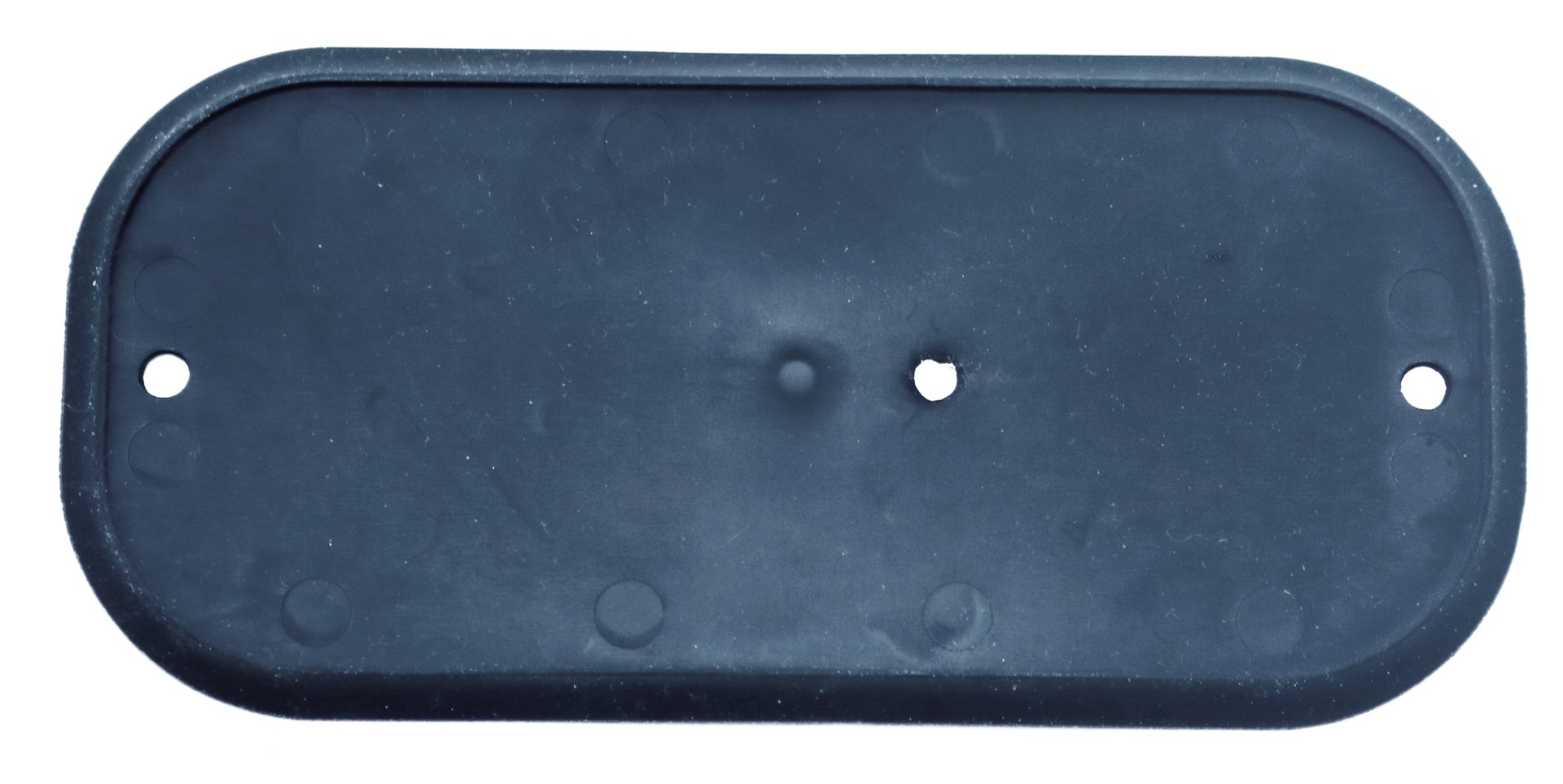 Black rubber mounting gasket for the LED module, with two screw holes and a centre wire pass-through