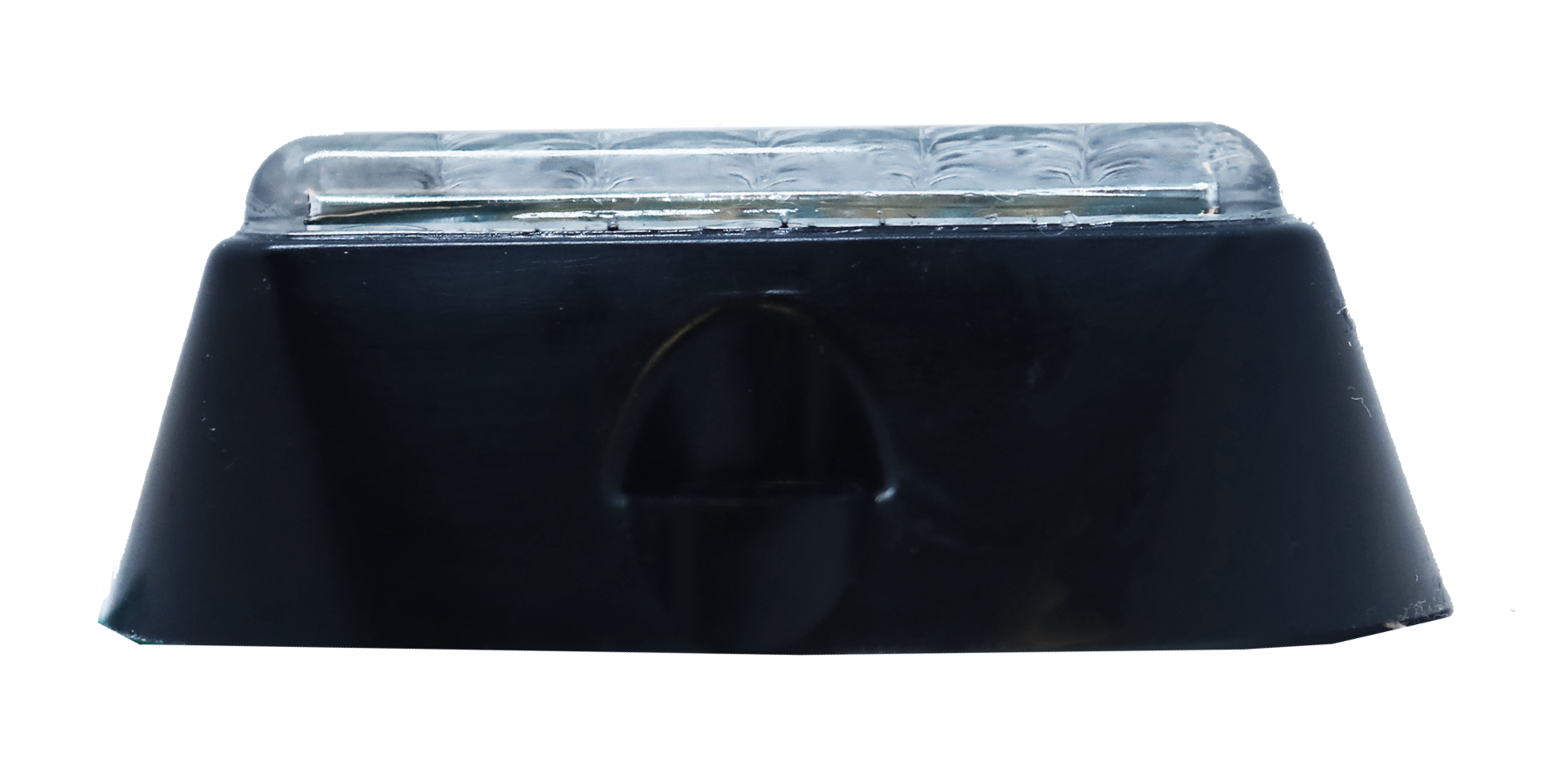 Side profile of the LED module showing its shallow black housing and clear moulded lens